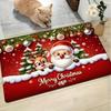 Christmas Santa Reindeer Door Mat Non Slip Absorbent Rug for Entryway Kitchen Holiday Home Decor Washable Floor Mat
