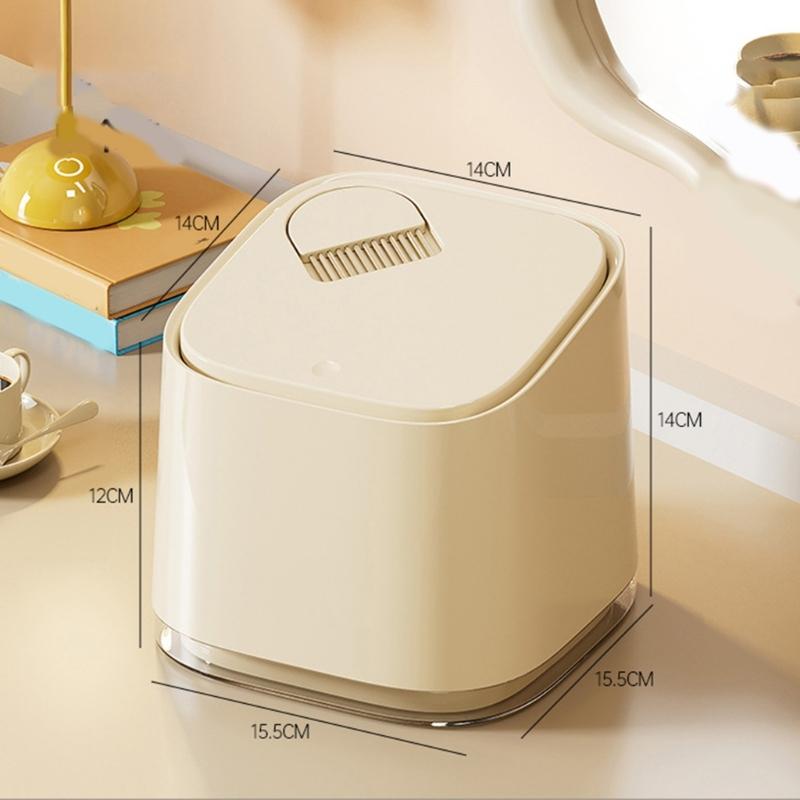 Space Saving Mini Trash Bin for Desk Press To Open Lid Plastic for Home and Office