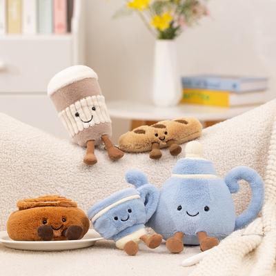Cozy Plush Tea Set Adorable Teapot Stuffed Toy With Smile For Bedroom Decor Soothing Comfort Kawaii Gift Stuffed Toy