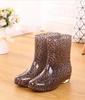 Fashion Print Rain Boots Women Waterproof Work Shoes for Girls Non Slip Anti Skip PVC Water Shoes Rainboots Mid-Calf Botas 2024