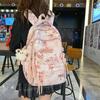 Chinese Ink Wash Maple Leaf Print Backpack for Students - Lightweight, Large, Ideal for Middle/High School & College Travel.