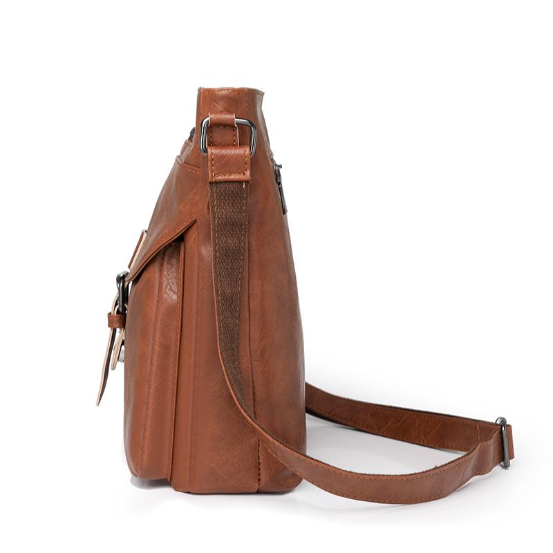 Lightweight Retro Messenger Bag Women's Bag Large Capacity Crossbody Bag PU Shoulder Bag