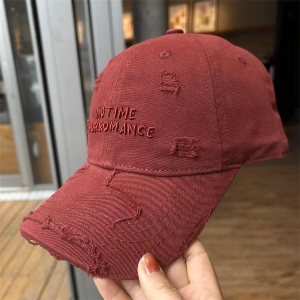 Korean Letter Baseball Hat Alphabet Embroidery Holes Peaked Cap Casual Snapback Cap  Men Women