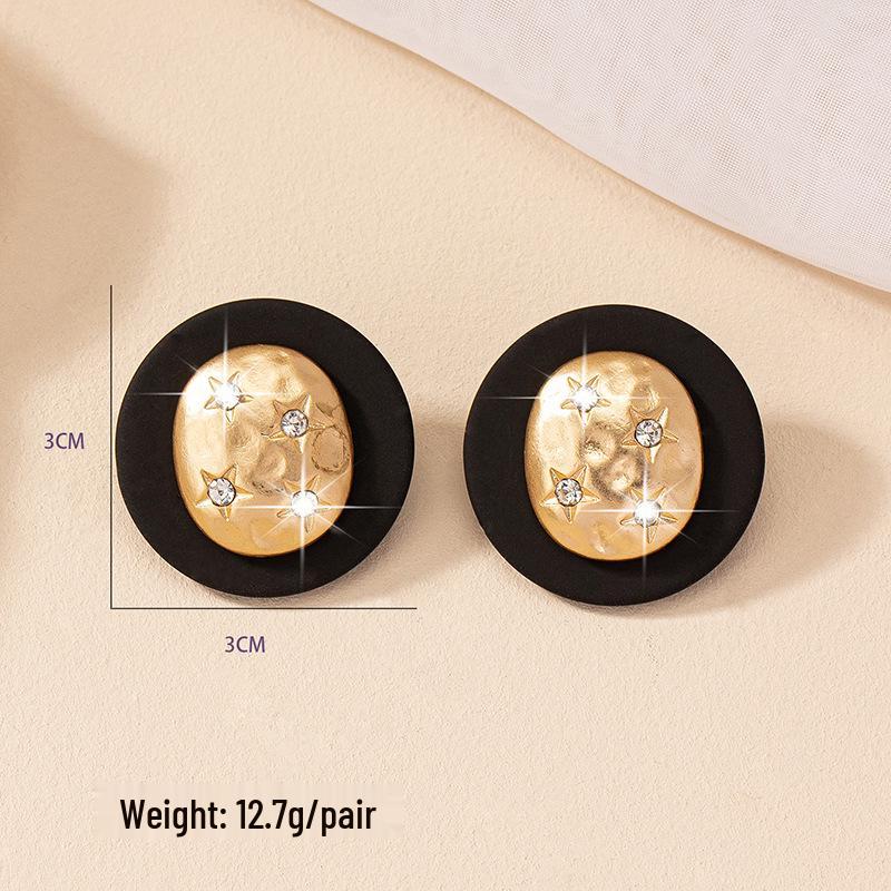 

Французские ретро геометрические круглые серьги со стразами: Корейский стиль с винтажным флером для женщин