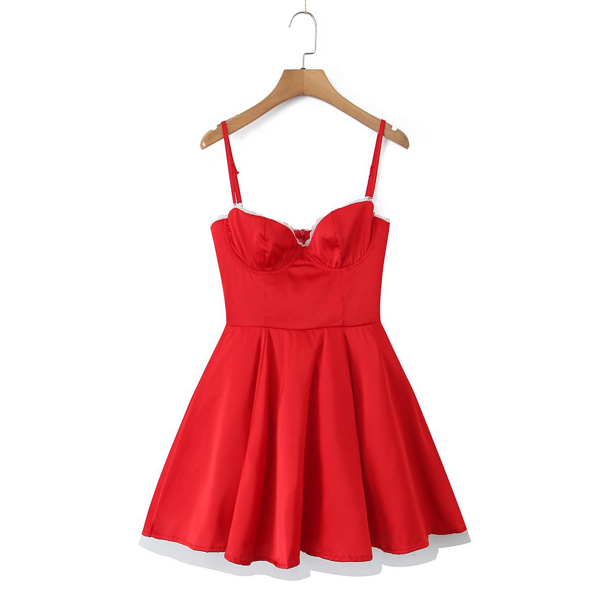 

Осеннее женское французское ретро приталенное платье для отпуска 2024 Medium красный