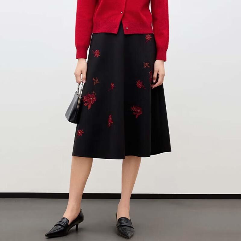 JESSIE Embroidered Mid-Length Skirt M