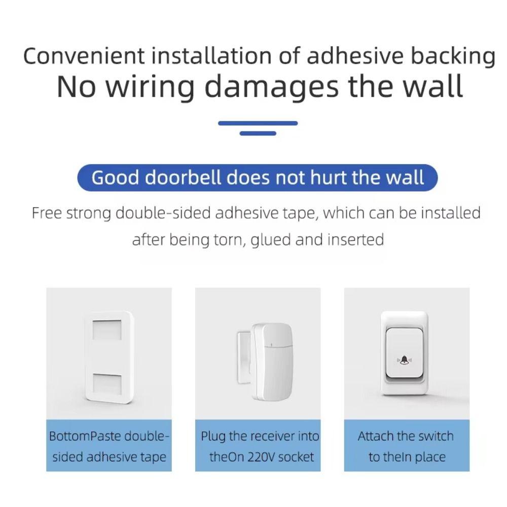 Remote Control Wireless Door Chime Kit Waterproof Wireless Doorbell Kit  Classroom