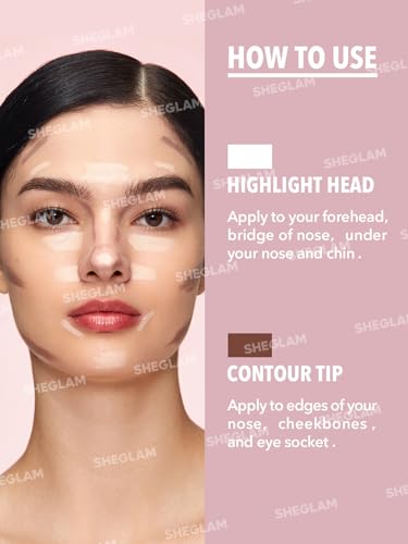 SHEGLAM 2in1 Nose Shadow Highlight Pen Long-lasting Cream Bronzer Natural Dimension Non-crumbling Lumizer (Buff)