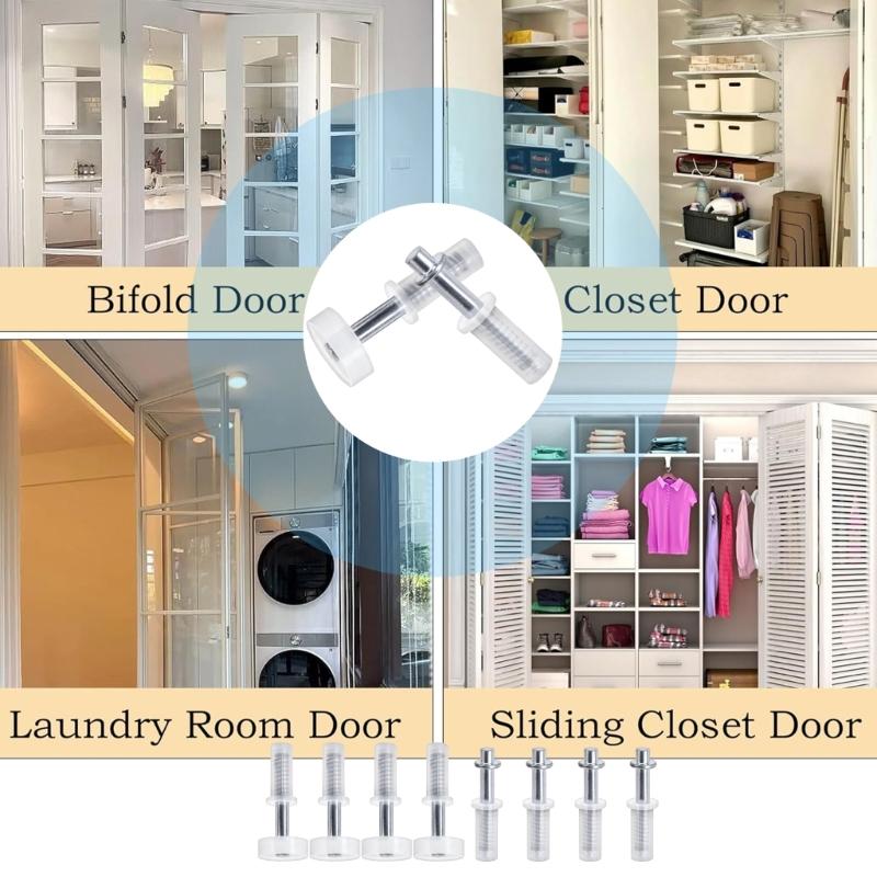 8Pcs Pivots Hinge Top Guide Wheel Spring Loaded Bifold Door Hardware Kits Bifold Closet Door Repair Kits Enduring