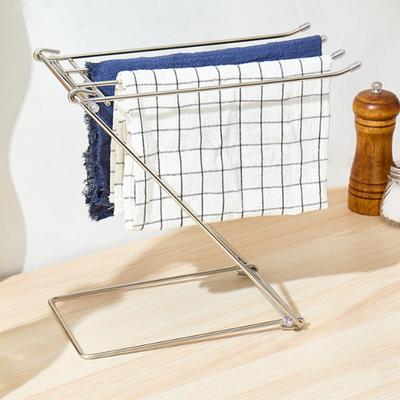 Küchenhandtuchhalter Edelstahl Spülschwamm Waschlappenhalter 4-Arm Faltbar Freistehend Handtuchtrockner für Küchenarbeitsplatte Badezimmer