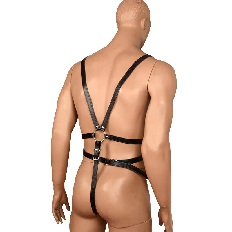 Men's PU Leather Bondage Lingerie Pants Adjustable Sexy Harness Belts Adult Games Restraint Flirting Sex Toys for Gay Men
