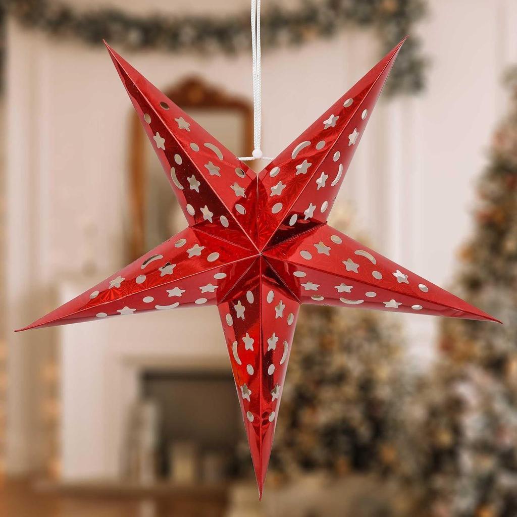 Red Paper Merry Christmas Star Lantern Lights for Decoration| Diwali Christmas Lantern| Aakash Kandil for Diwali| Hanging Lantern