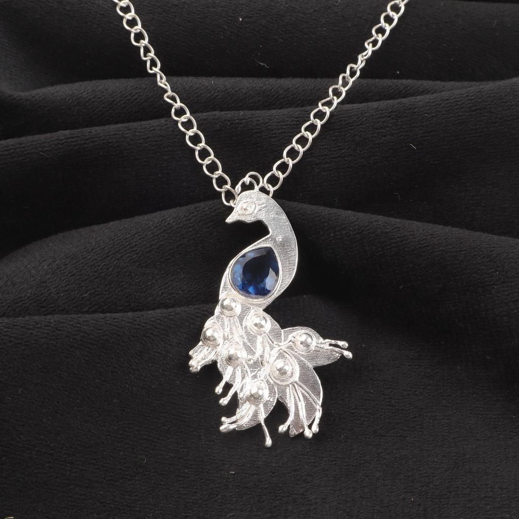 Rare London Blue Topaz Gemstone 925 Sterling Silver Jewelry Wedding Pendant 2" CP-21-3