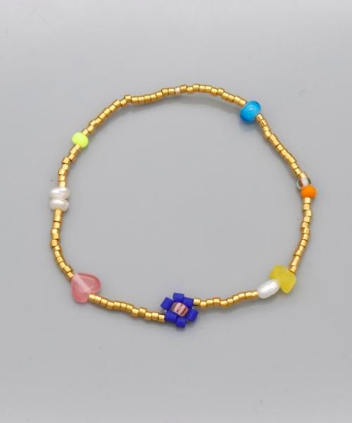 Bonbeau Color Flower Gold Beads Bracelet Freshwater Pearl Gold Beads Flower Bracelet 3 Colors