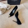 Suede summer new high-heeled shoes with metal pointed tips women's black work shoes