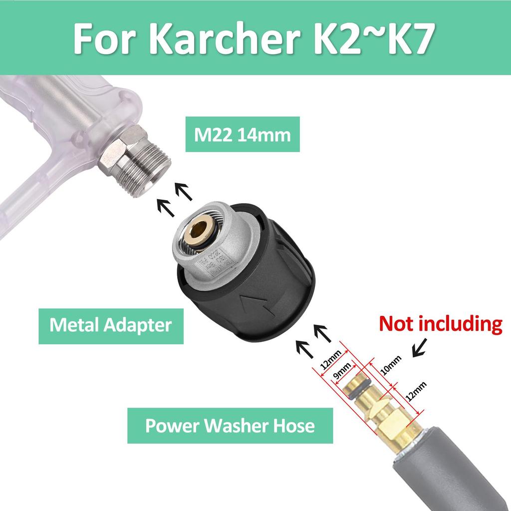 BEAR FORCE Kit de Pistola de Lavadora de Pressão Transparente para Limpeza de Carros com Engate Rápido de 1/4", Canhão de Espuma 1L, 5 Bicos e Conector de Mangueira