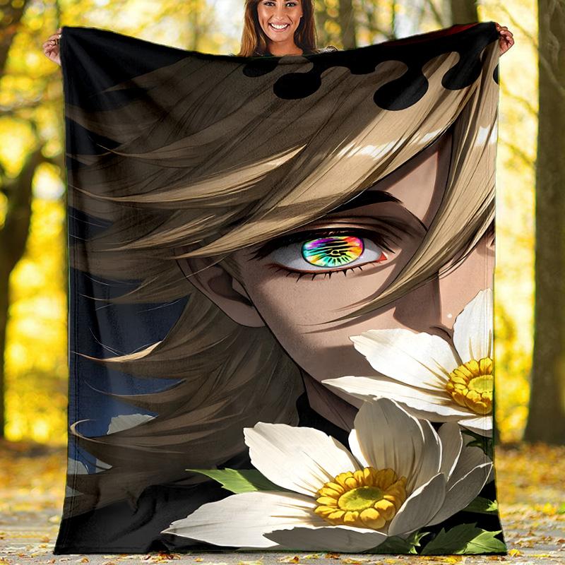1pc douma2 Theme Blanket - Digital Print, Polyester, Cozy for All Seasons, Perfect for Outdoor, and Travel