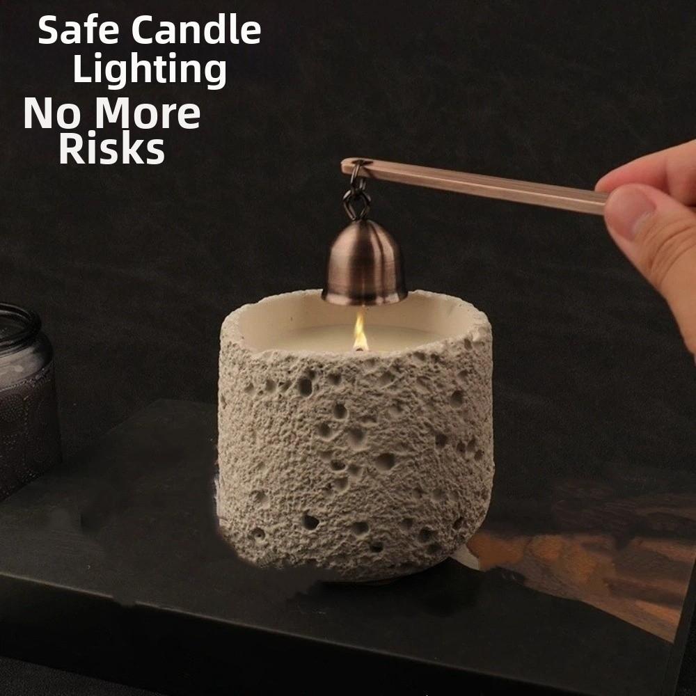 Stainless Steel Candle Extinguisher Retro Long Handle Candle Flame Snuffer Anti-Slip Bell Shape Candle Wicks Cover Aroma Candles