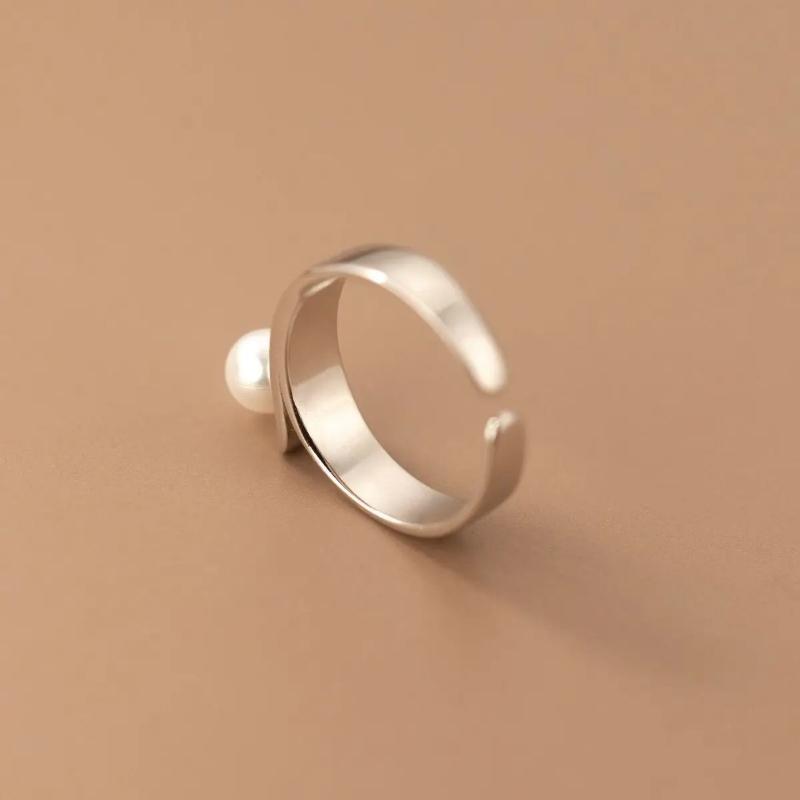 New Fashion Simple Design Imitation Pearl Women's Adjustable Ring Daily Versatile Holiday Party Accessories  Gifts