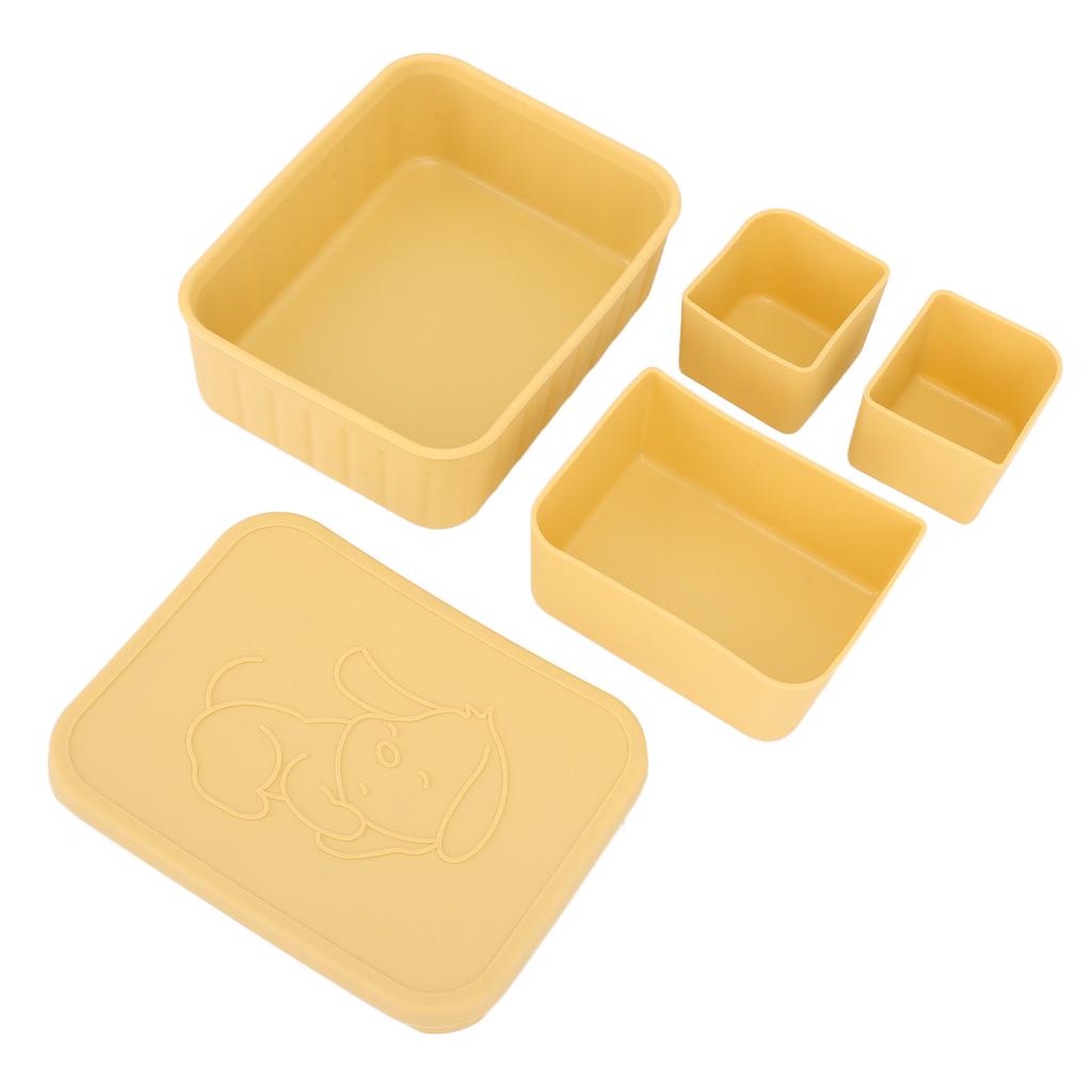 Cajas de Almuerzo de Silicona 3 Compartimentos Extraíbles Reutilizables a Prueba de Fugas Contenedores de Comida para Escuela Trabajo Viajes Aptos para Microondas 880ml