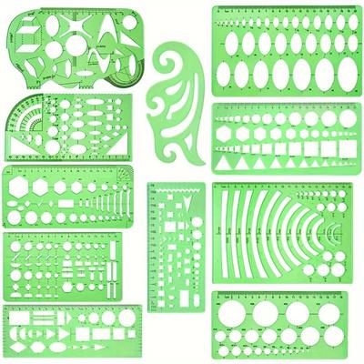 6/11 adet geometrik çizim şablonu ölçme cetveli plastik ölçme şablonu plastik geometrik şablon plastik boyama şablonu seti
