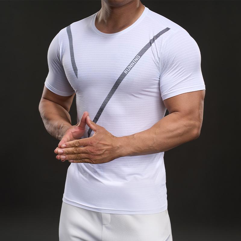 583309 Summer 2025 American Casual Short-sleeved T-shirt Fashionable Sports Slim Elastic Fitness Outdoor