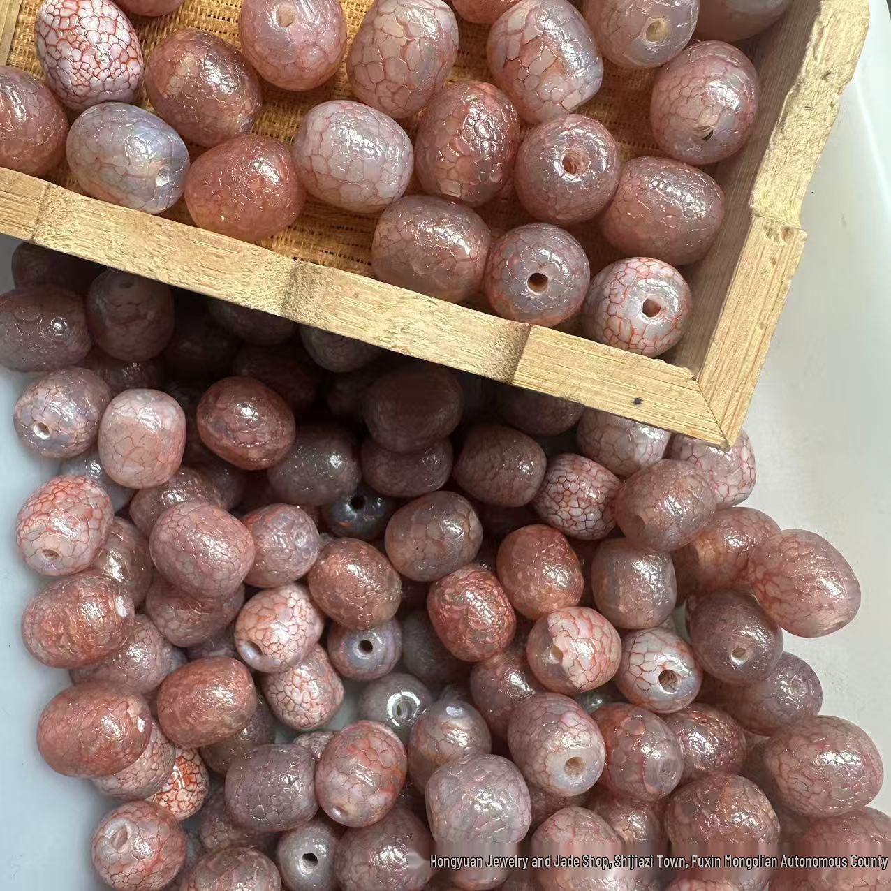 Aged Dragon Scale Pattern Agate Round Dalo Beads 13x14mm Handmade Jewelry Accessories -