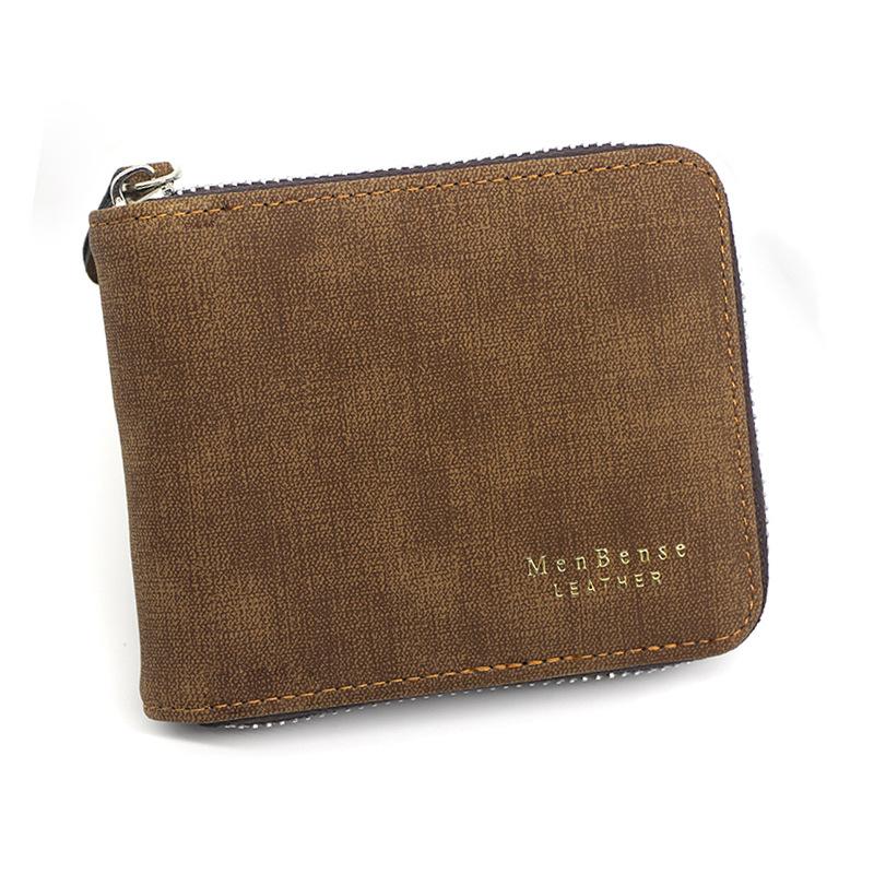 Schoolbag New Men's Wallet Fashion Large Capacity Pu Matte Men's Zipper Wallet Short Wallet Wallet Wallet Directly from the Manufacturer