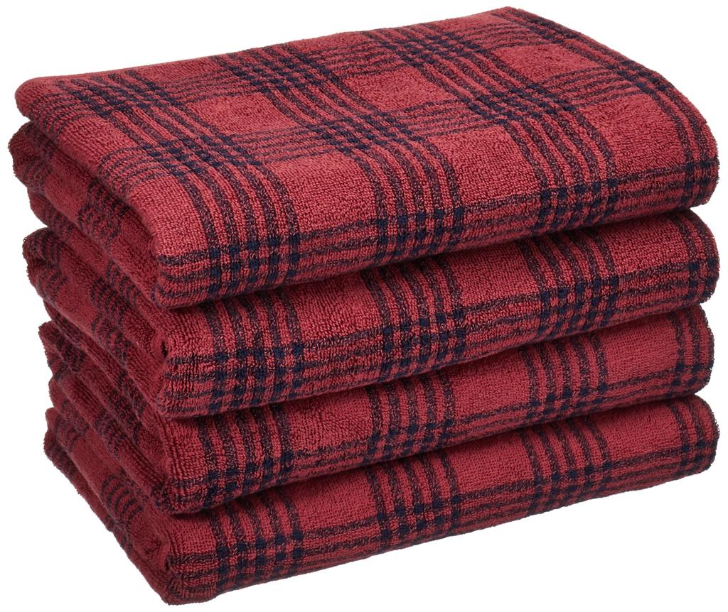 MUJI Fluffy Pile Bath Towel Red Set of 60 x 120 83431969 (Pattern) - Check, 4, cm, Soft,