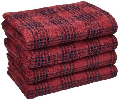 Fluffy Pile Bath Towel Red Set of 60 X 120 83431969 (Pattern) - Check, 4, Cm, Soft,