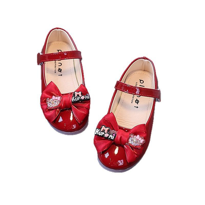 2026 Little Girls' Princess Bow Leather Shoes - New Spring/Autumn Style