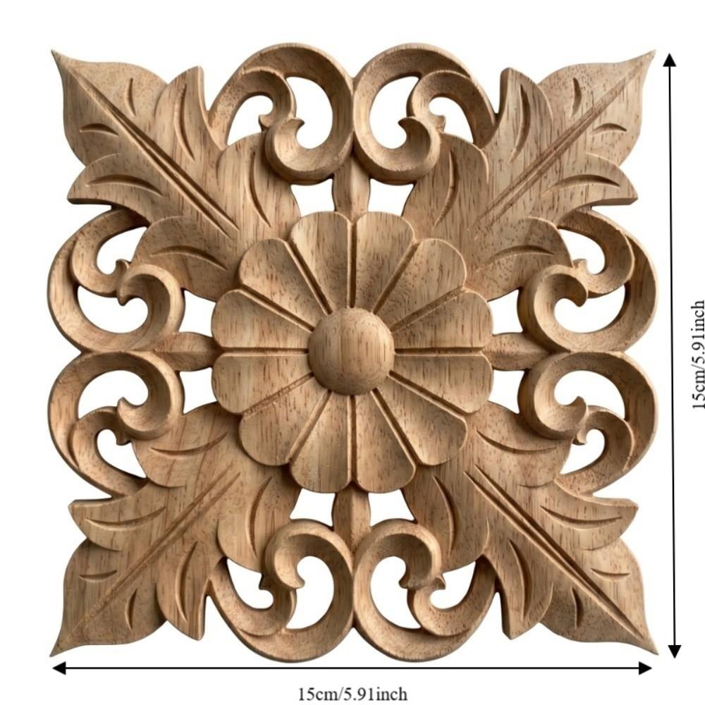 Wood Wood Carved Applique 5.91in Retro Wood Decor DIY Wood Decoration Hotel & Office