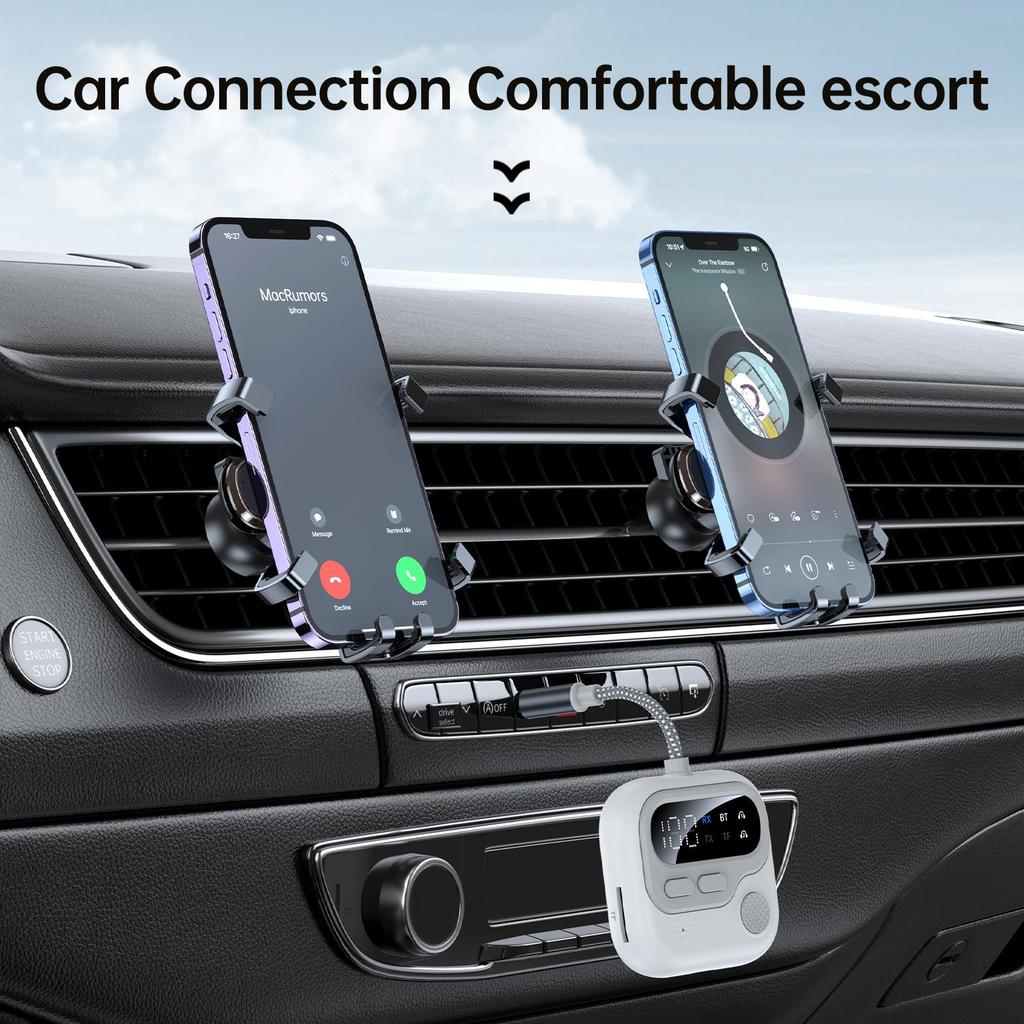 Nadajnik Odbiornik Audio Bluetooth 5.4 Adapter Bezprzewodowy 3.5MM AUX Obsługa Odtwarzania Karty TF Z Mikrofonem Do Samochodu Samolotu TV PC Głośnika Słuchawek