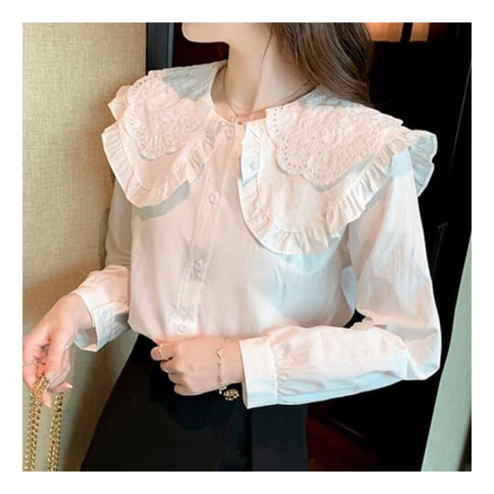 Navava Romantic Lace Big Collar Long Sleeve Blouse Nb1871