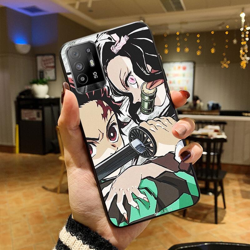 Anime Demon Slayer Kimetsu Kamado Phone Case for OPPO A54 A74 A94 A53S A9 A5 A15 A16 A91 A96 A76 Reno8 8Pro Reno2 Z