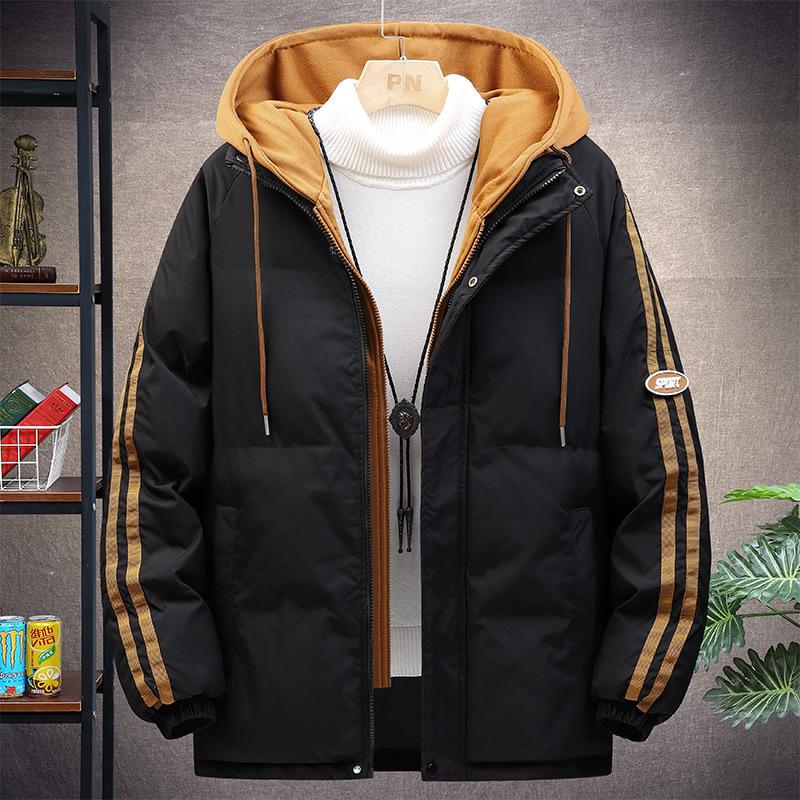 

Fake two-piece cotton-padded coat 2025 new jacket men s spring and autumn new slim-fitting handsome trendy men S чорний