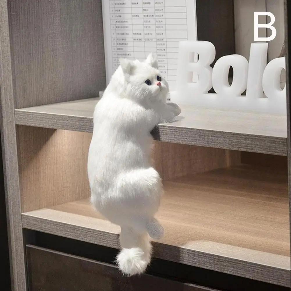 Cute Plush Simulation Cat Ornaments Stuffed Animals Figure Desktop Cats Hanging Kitten TV Realistic Furry Cabinet Deco Figu O6M3