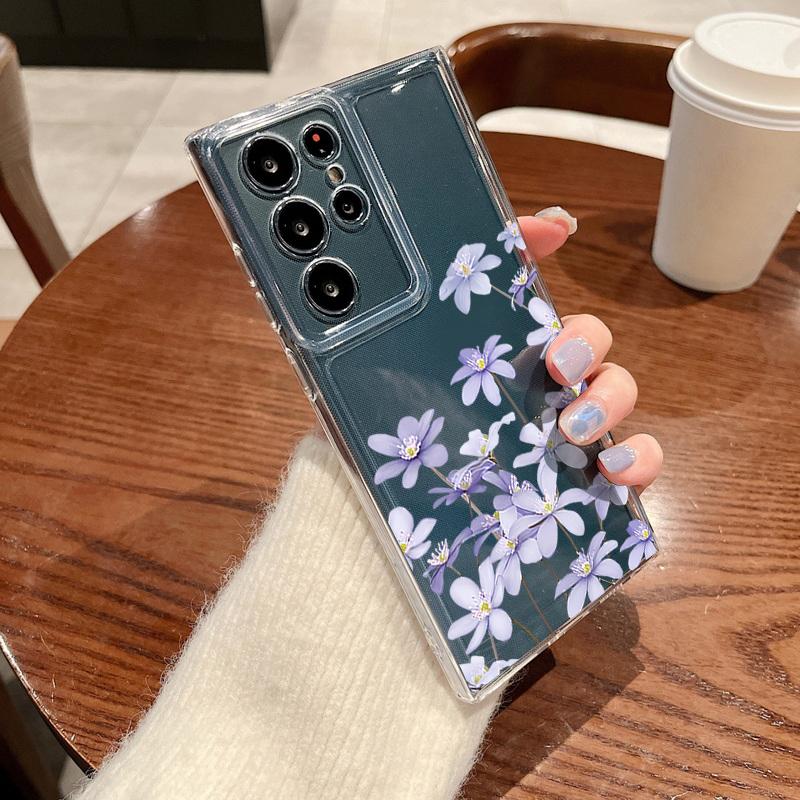 Small Flower Pattern Phone Case For Samsung Galaxy S26 S25 S24 S23 Ultra S22 Plus S24 S21 FE S25 Edge Shockproof Clear TPU Cover