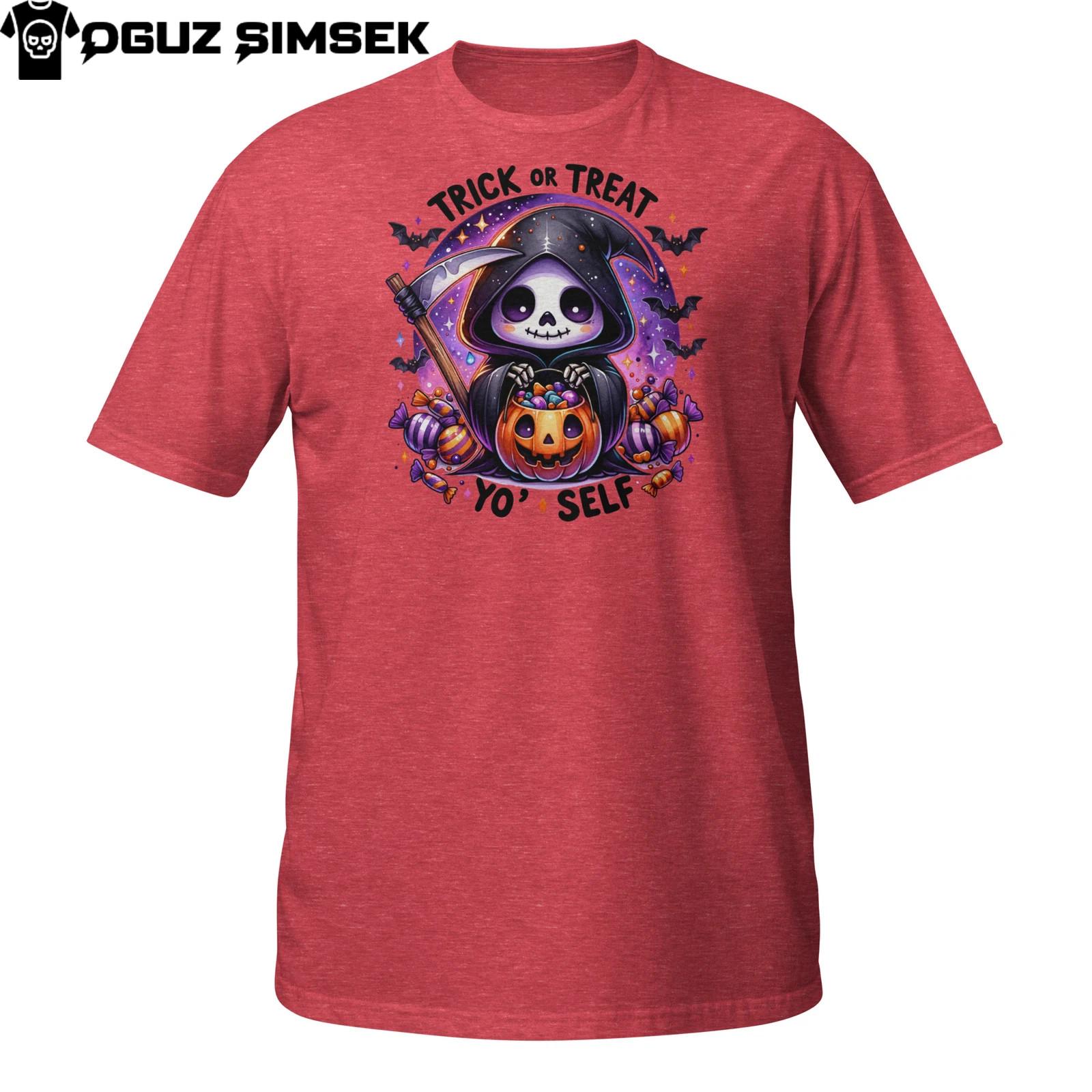 Funny Halloween Grim Reaper T-Shirt Mens Womens Tees Top | Trick Or Treat Yo Self Graphic Tee XL