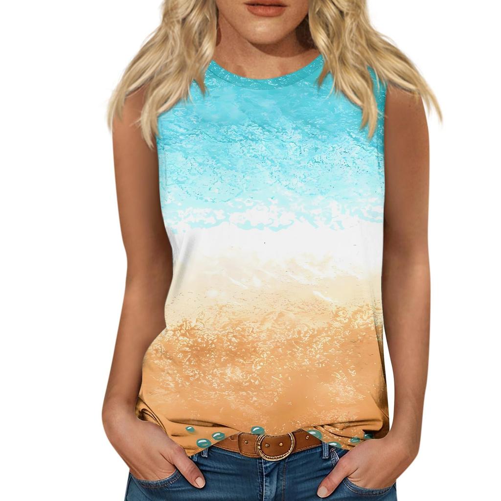 New Sunflower 3D Printed Tank Top Women's Round Neck Casual Flower Tank Top Off Shoulder Y2k Elegant Sleeveless Top Tank Top Women's Clothing