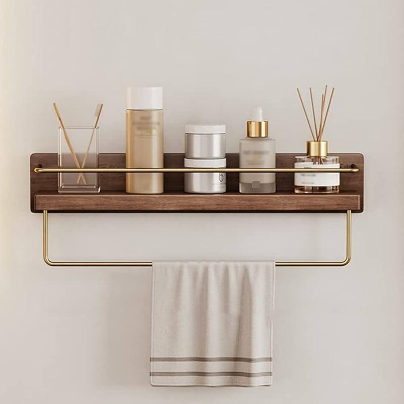 NevStp Shower Caddy Solid Wood Punching Shelf Organizer Rack Floating Shelves Shower Accessories Wall Mounted Multifunctional Bathrooms Kitchens