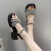 Roman Style Platform With Medium Heels Woman Fashion Original Pearl Shoes Sandals for Women Summer 2025 Comfortable Sandal Sale