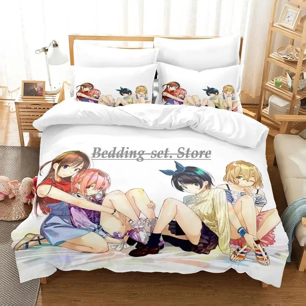 Chizuru Rent Girlfriend Bedding Set Single Twin Full Queen King Size Bed Set Aldult Kid Bedroom Duvetcover Sets Anime Bed