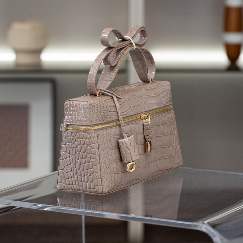 Neue Damentasche aus echtem Leder, Krokodilmuster Rindsleder Lunchbox-Tasche, Mini-Quadratische Tasche, Damen-Umhängetasche zum Tragen über einer Schulter