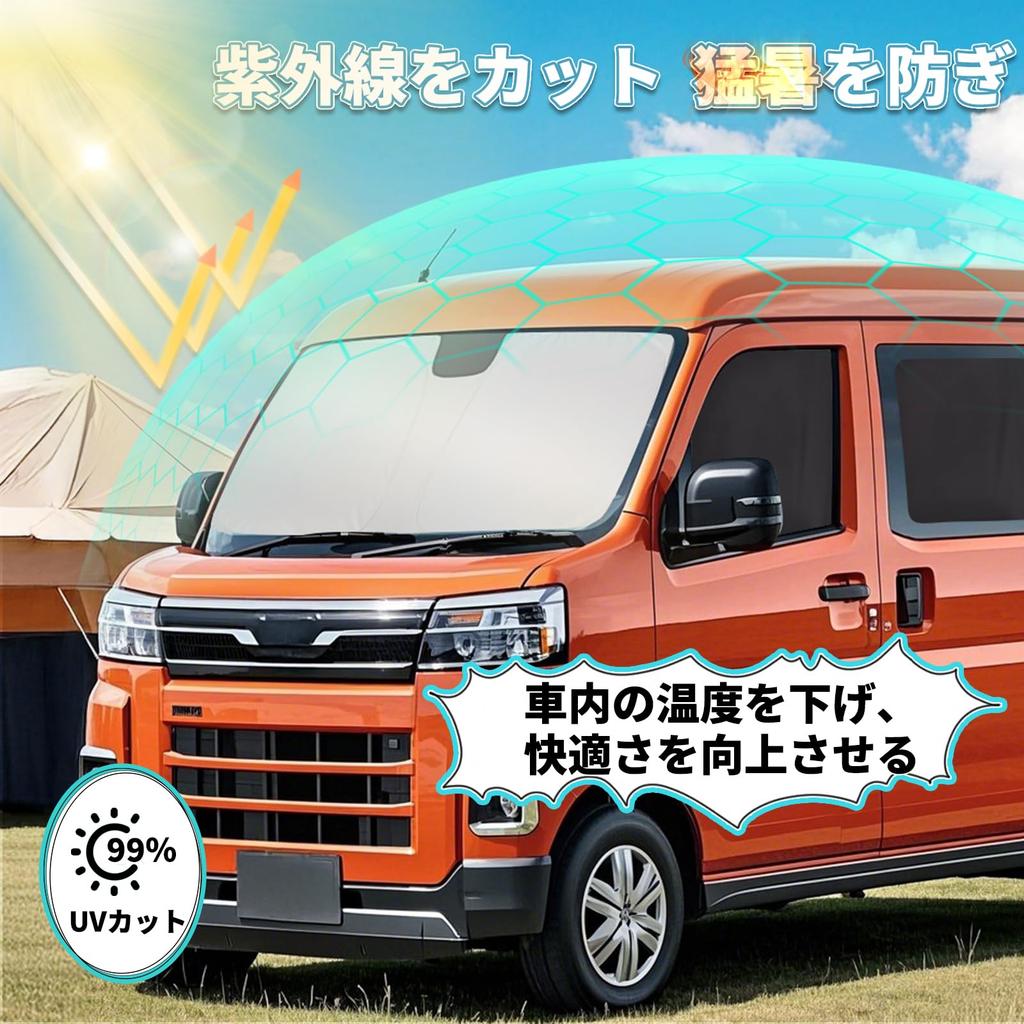 ZATOOTO Car Sunshades for Daihatsu Hijet Cargo and Atrai Windshield Sunshades with Light Heat and UV Protection No Suction Cups Magnets for Easy