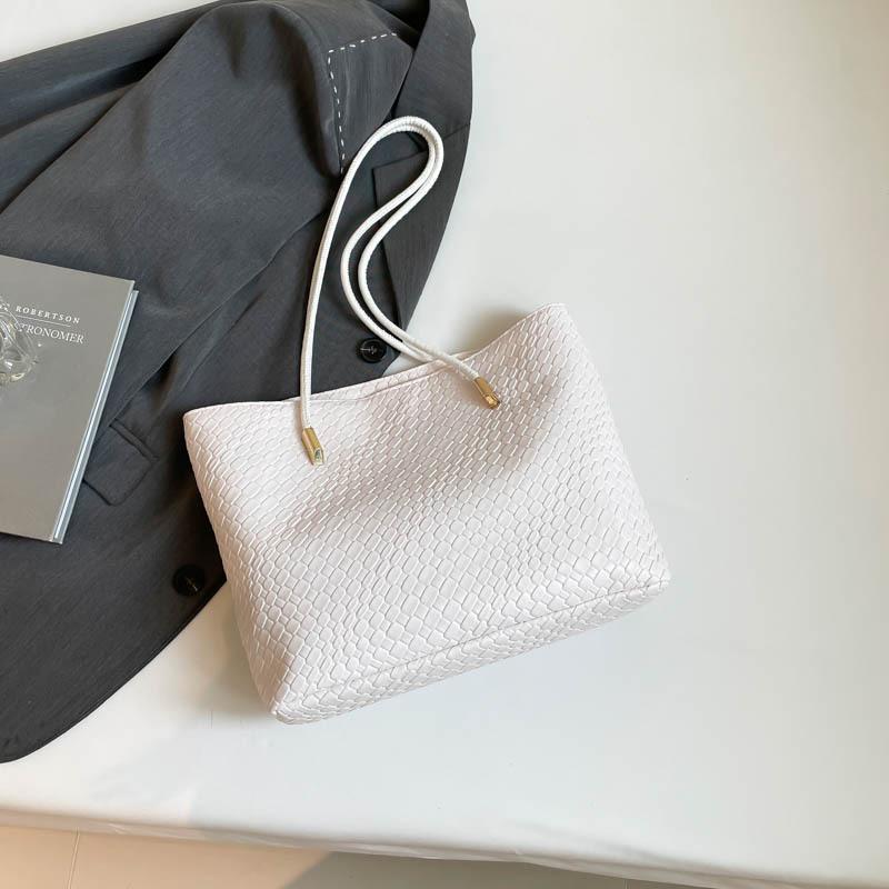 Large Capacity Solid Color Casual Bag New Retro Versatile Shoulder Underarm Bag Portable Tote Bag