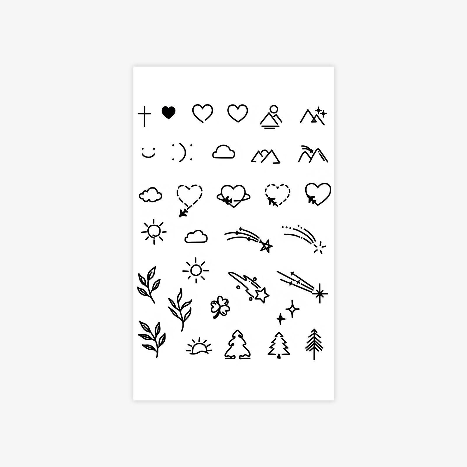 Cute Little Picture Love Wicker Meteor Mountains Tattoo Sticker Small Fresh Finger Tattoo Sticker 9*15