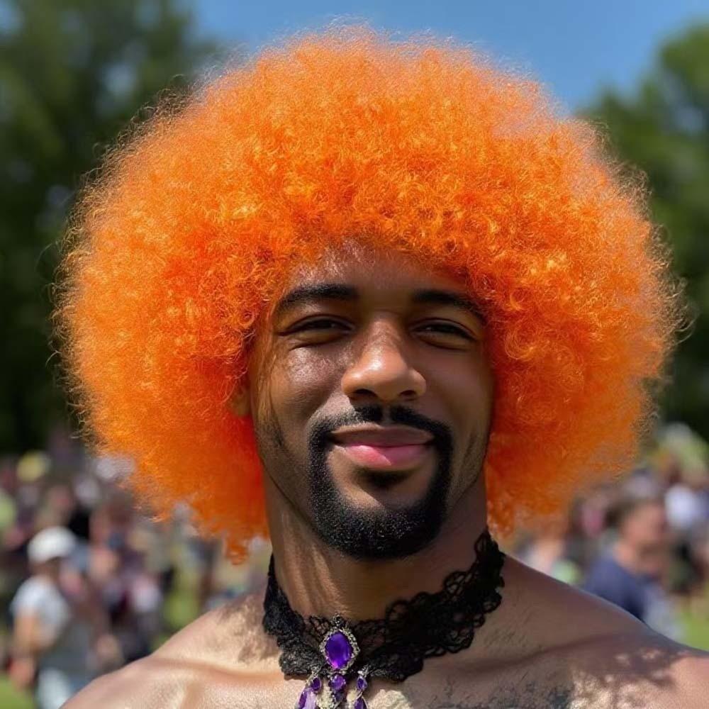 Parrucche Afro Puff Soffici Parrucca Esplosiva Riccia Capelli Corti alla Moda Parrucche Tifosi di Calcio