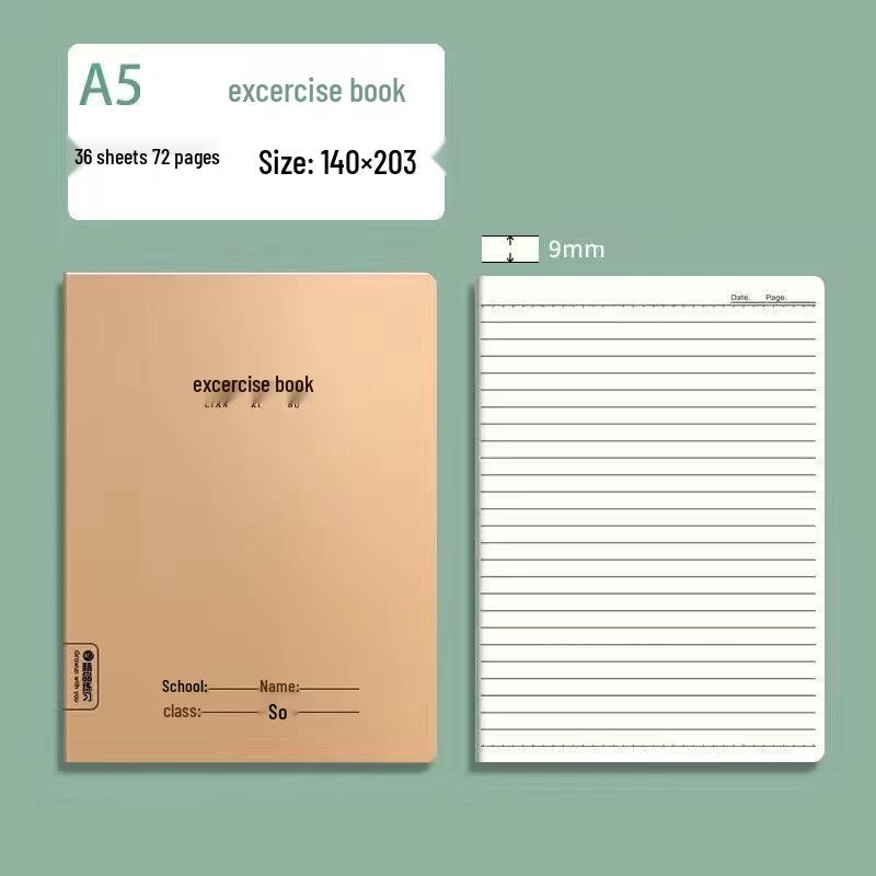 

16K Kraft Paper English Notebook: Elementary & Middle School Thread-Bound, Thickened 32K Practice Workbook.