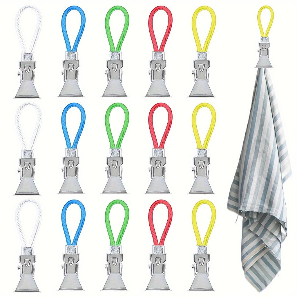Set of 4 Towel Clips for Tea Towels, Suitable for Kitchen and Bathroom Use, Featuring Multipurpose Hangers with Loop Hooks for Convenient Home Storage